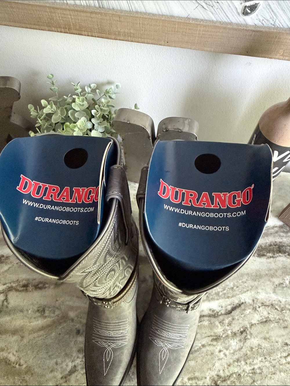 Durango Gray Western Harness Boots with Star Strap - Picture 4 of 9